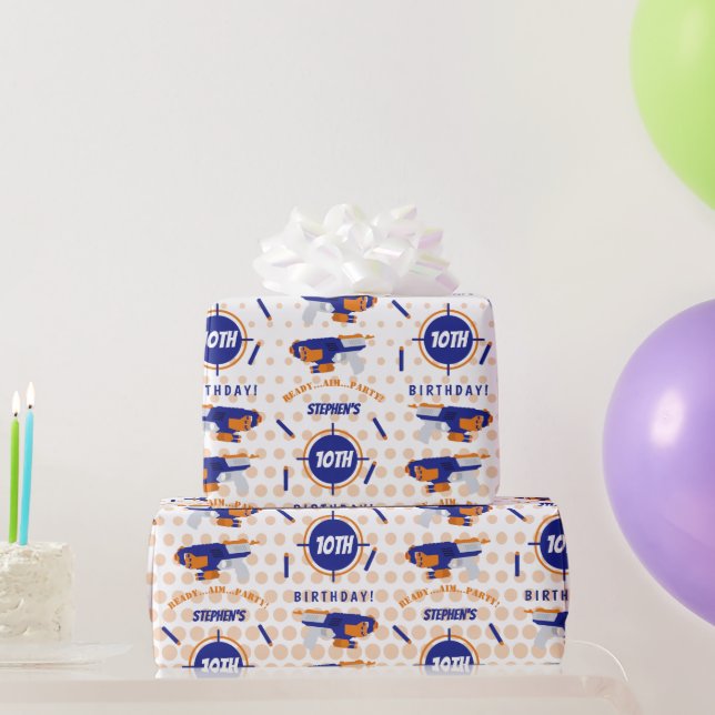 Papel De Presente Dart Gun Batalha de Boys Aniversário (Presentes para festas)