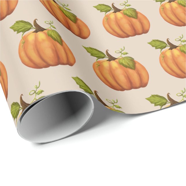 Papel de Presente de Abóbora de Outono Halloween D (Ponta do rolo)