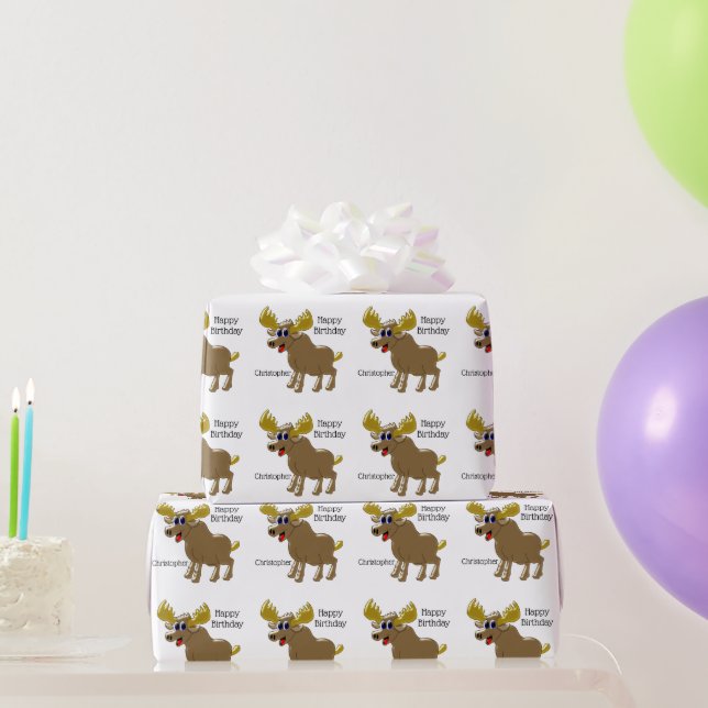 Papel de presente de aniversário de design de alce (Presentes para festas)