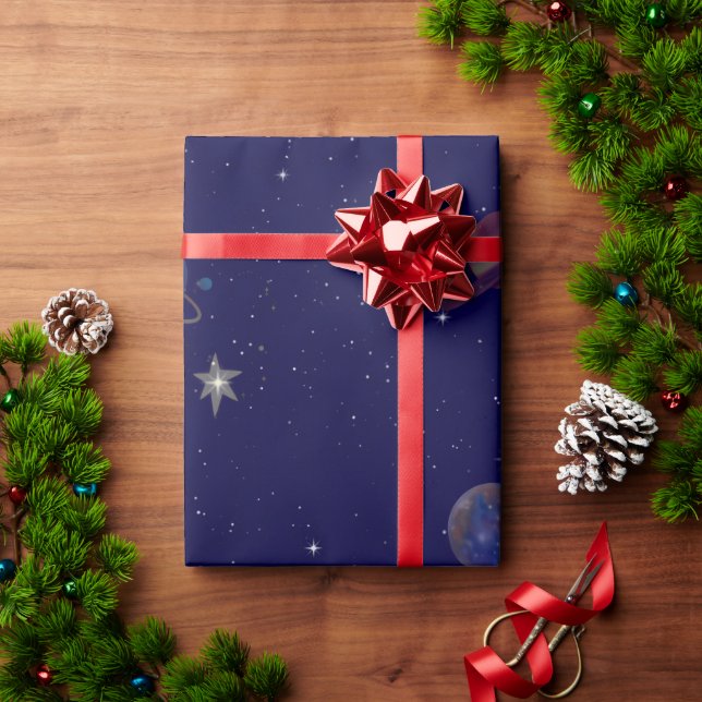 Papel de Presente de Aniversário Espacial | Papel  (Presente de Natal)