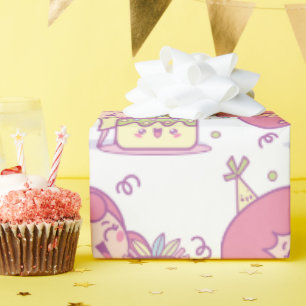 Papel de Presente de Aniversário Fun Cake & Hat Te