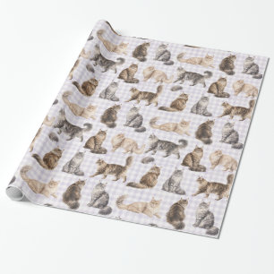 Papel de Presente de Aquarela com Gato de Cabelo C