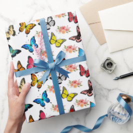 Papel de Presente de Borboletas em Aquarela Vibran