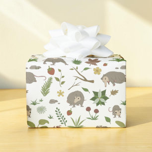 Papel de Presente de Casa de Campo Leve com Gambá