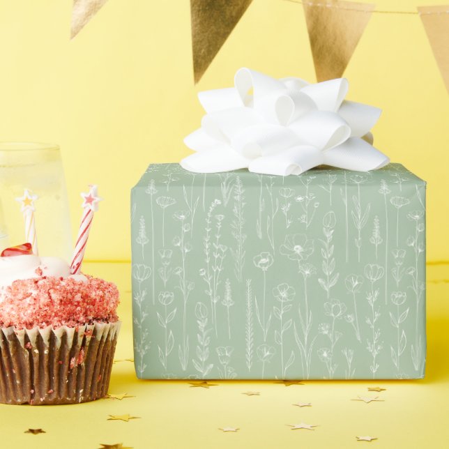 Papel de Presente de Chá de Bebê Floral de Flor Si (Festa de aniversário)