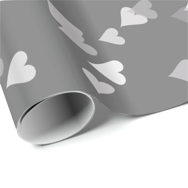 Papel de Presente de Confetes de Corações de Prata (Ponta do rolo)