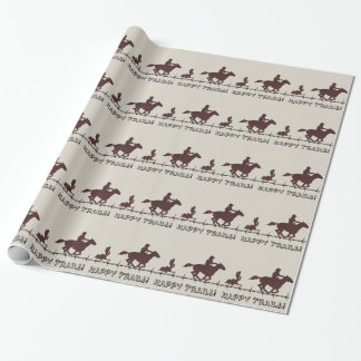 Papel de Presente de Cowboy com Arame Farpado