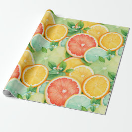 Papel de Presente de Fatia de Citrino Vibrante em