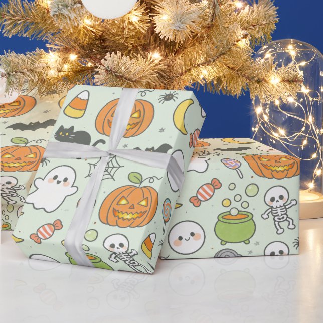 Papel de Presente de Festa Assustador Fofo, Hallow (Feriados)