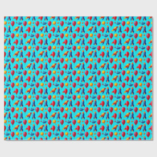 Papel de Presente de Festa Espacial Colorida para