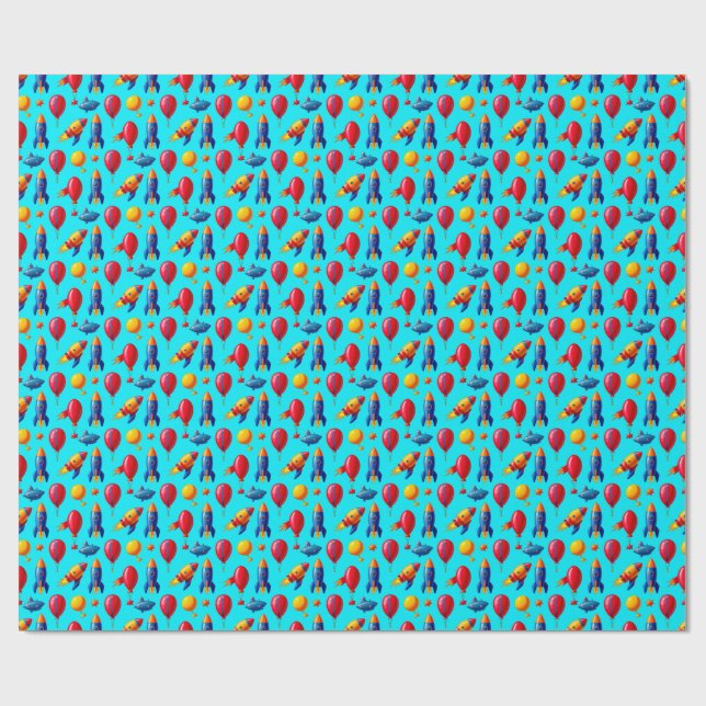 Papel de Presente de Festa Espacial Colorida para  (Aberto)