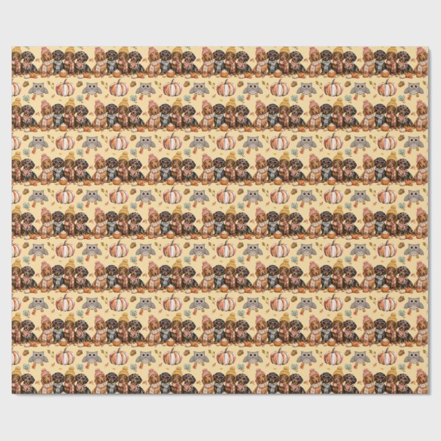 Papel de Presente de Filhotes de Dachshund Cores d (Aberto)