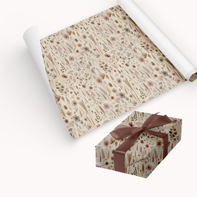 Papel de Presente de Flor Prensada de Herbário Vin (Wrapping Paper)