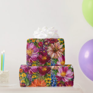 Papel de Presente de Flores Silvestres Pintadas à