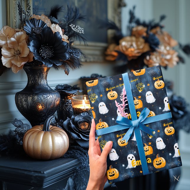 Papel de Presente de Halloween Personalizado com N (Criador carregado)