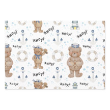 Papel de Presente de Marinheiro Urso Fofo Náutico