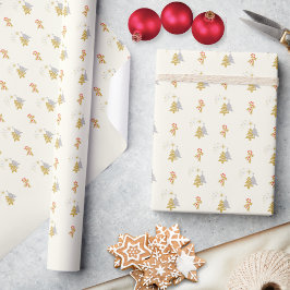 Papel de Presente de Natal Árvore de Natal com Lis