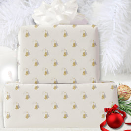 Papel de Presente de Natal Árvore de Natal em Ouro