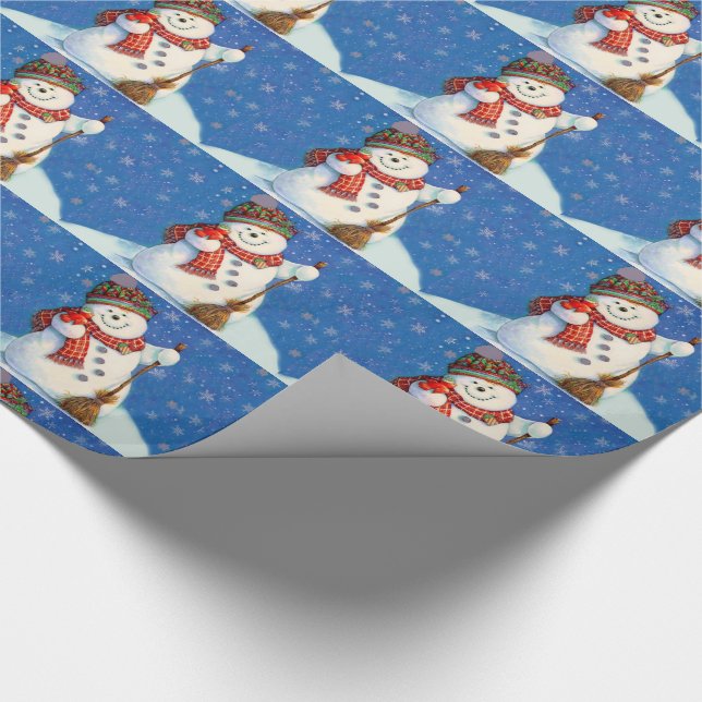 Papel de Presente de Natal/Bonecos de Neve (Ponta)