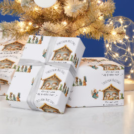 Papel de Presente de Natal Cena de Natividade Famí