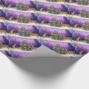 Papel de Presente de Natal/Cervos e Árvores de Nat