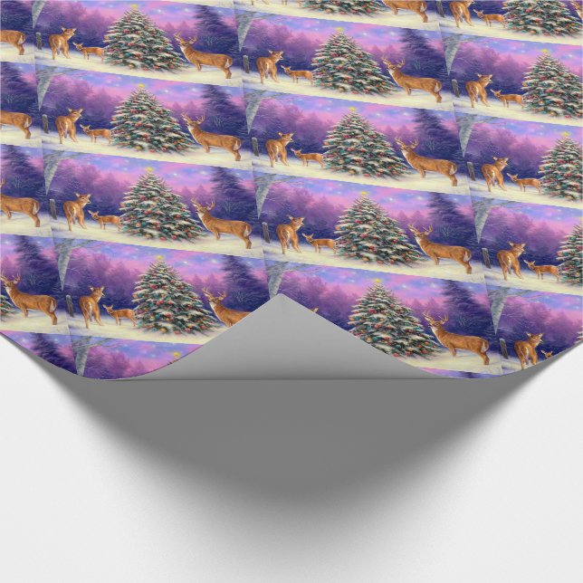 Papel de Presente de Natal/Cervos e Árvores de Nat (Ponta)