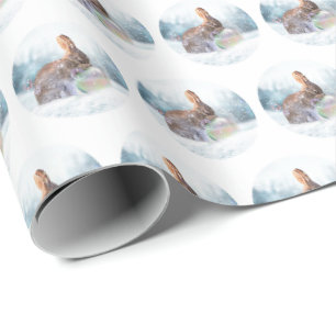 Papel de Presente de Natal Coelhinho Fofo na Neve