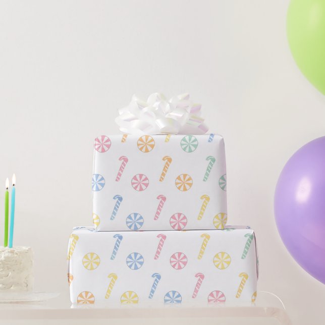 Papel de Presente de Natal com Cana-de-Açúcar Past (Presentes para festas)