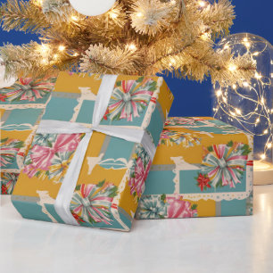 Papel de Presente de Natal com Fita Retro