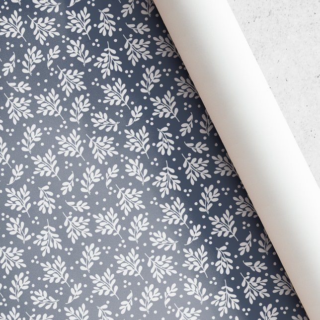 Papel de Presente de Natal com Folhagem Azul e Bra (Criador carregado)