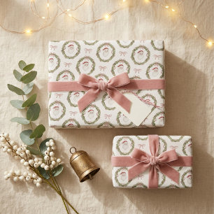Papel de Presente de Natal com Papai Noel em Aquar
