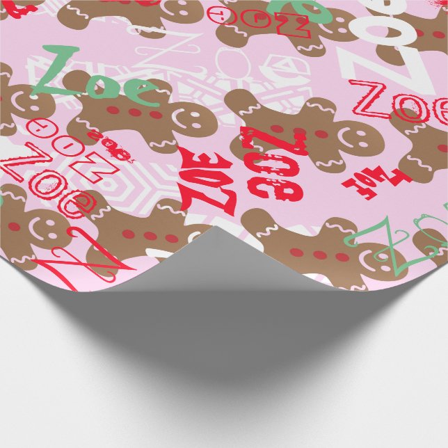 Papel de Presente de Natal de Gengibre Rosa com No (Ponta)