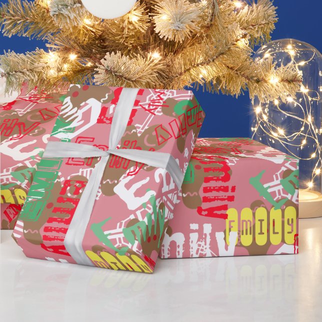 Papel de Presente de Natal de Gengibre Rosa com No (Feriados)