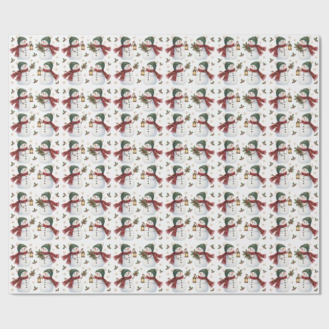 Papel de Presente de Natal de Inverno Homem de Nev (Aberto)