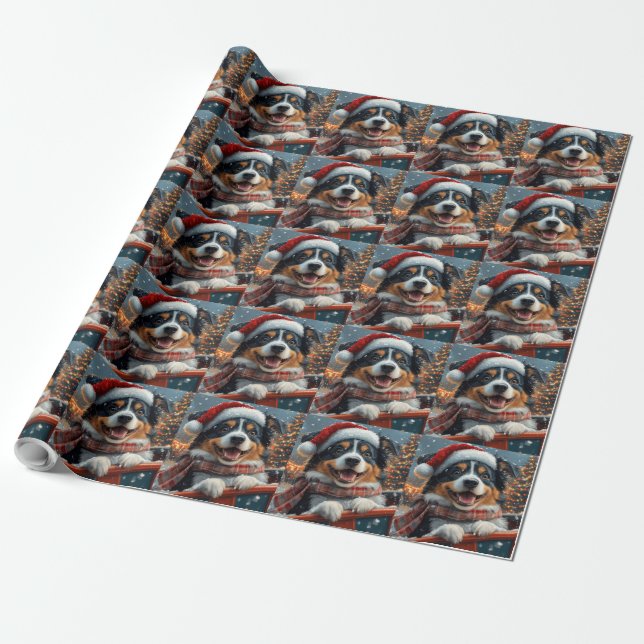 Papel de Presente de Natal de Montanha-Russa do Cã (Desenrolado)