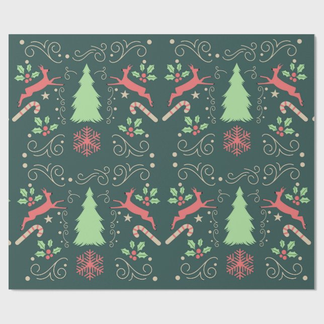 Papel de Presente de Natal de Rena (Aberto)