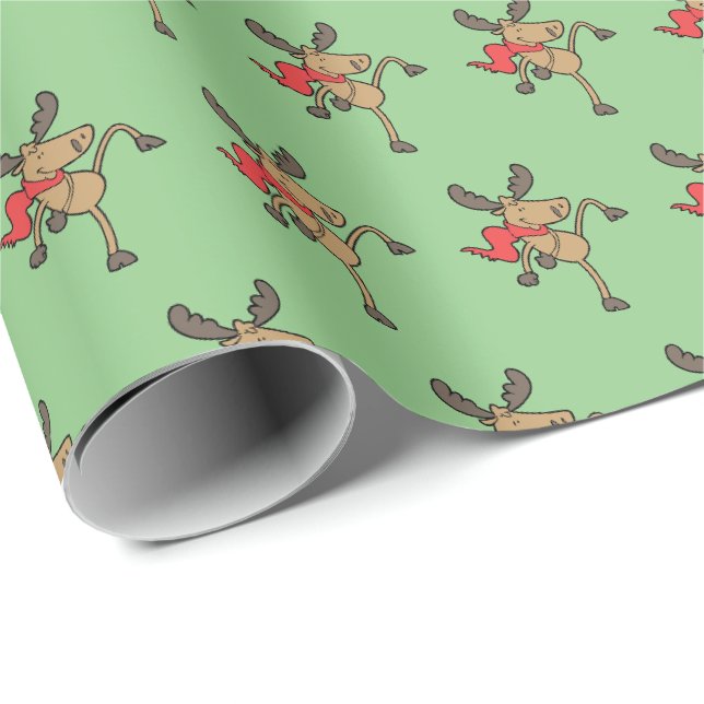 Papel de Presente de Natal do Alce Divertido (Ponta do rolo)