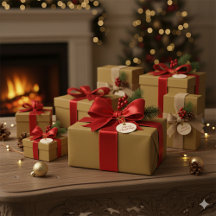 Papel de Presente de Natal Dourado Brilhante