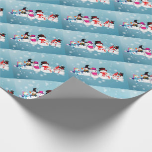 Papel de Presente de Natal/Família de Boneco de Ne