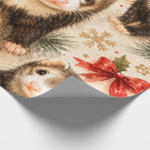 Papel de Presente de Natal Ferret Caprichoso