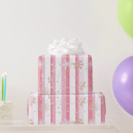 Papel de Presente de Natal Flocos de Neve com Bril