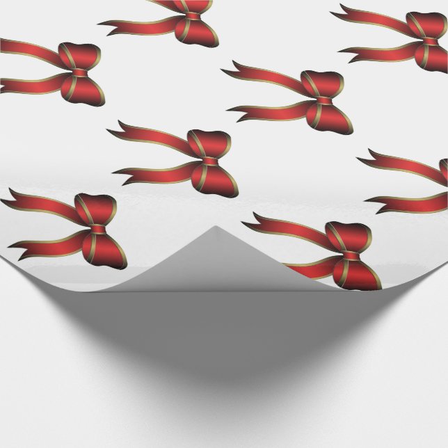 Papel de Presente de Natal/Laços Vermelhos e Doura (Ponta)
