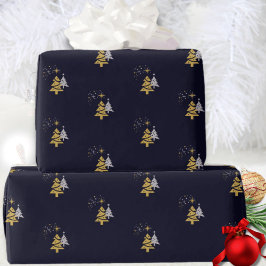 Papel de Presente de Natal Moderno com Marinha e Á