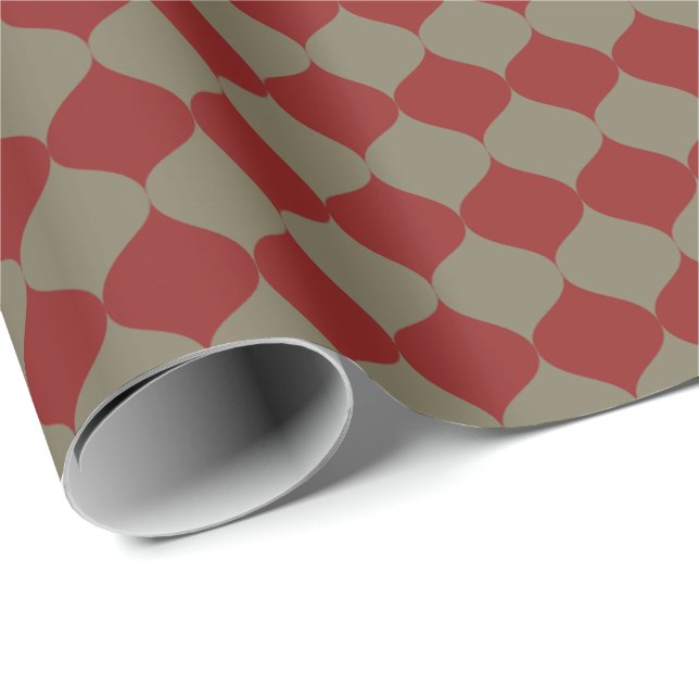 Papel de Presente de Natal Ogee em Salvia Vermelha (Ponta do rolo)