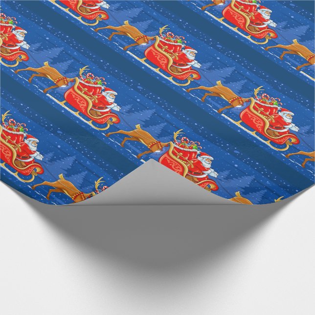 Papel de Presente de Natal/ Papai Noel e Trenó (Ponta)
