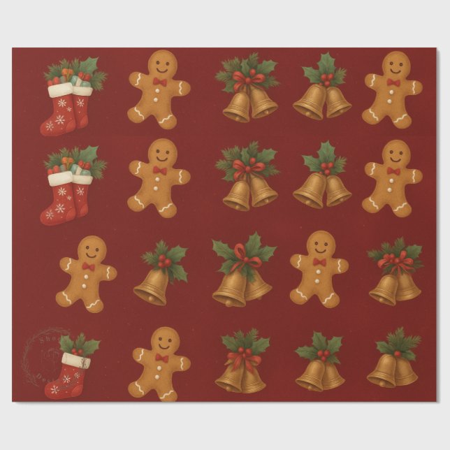 Papel de Presente de Natal Premium – Biscoitos de  (Aberto)