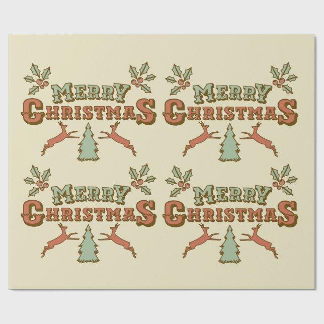 Papel de Presente de Natal Rena Typografia (Aberto)