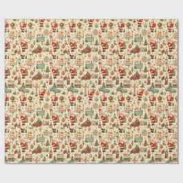 Papel de Presente de Natal Retro | Papai Noel & Ca