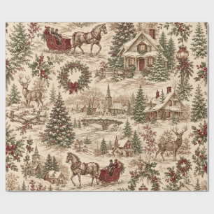Papel de Presente de Natal Vintage Toile Veado &