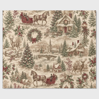 Papel de Presente de Natal Vintage Toile | Veado &